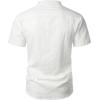 imageMens Stylish Seersucker Texture Short Sleeve Henley Shirts Lightweight Stretch Band Collar Beach Vacation TopWhite