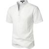 imageMens Stylish Seersucker Texture Short Sleeve Henley Shirts Lightweight Stretch Band Collar Beach Vacation TopWhite