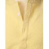 imageMens Stylish Seersucker Texture Short Sleeve Henley Shirts Lightweight Stretch Band Collar Beach Vacation TopYellow