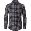 imageMens Transitional Weather Slim Fit Long Sleeve Button Down Shirt Business Casual Dress Shirts with PocketNavy Tan Gingham