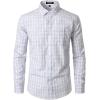 imageMens Transitional Weather Slim Fit Long Sleeve Button Down Shirt Business Casual Dress Shirts with PocketVintage White Gingham