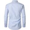 imageMens Transitional Weather Slim Fit Long Sleeve Button Down Shirt Business Casual Dress Shirts with PocketWhite Blue Gingham
