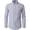 imageMens Transitional Weather Slim Fit Long Sleeve Button Down Shirt Business Casual Dress Shirts with PocketWhite Navy
