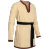imageMens Retro Pure Cotton Long Sleeves Tunic Shirts for Viking Medieval Renaissance Costume Without BeltKhakib