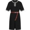 imageMens Retro Style Cotton Short Sleeves Tunic Shirts for Viking Medieval Renaissance Costume Without BeltBlack