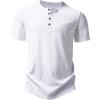 imageMens Stretchy Short Sleeve Slim Fit Henley TShirt Casual Cotton 4 Buttons Tee ShirtsWhite
