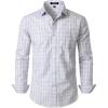 imageMens Transitional Weather Slim Fit Long Sleeve Button Down Shirt Business Casual Dress Shirts with PocketVintage White Gingham