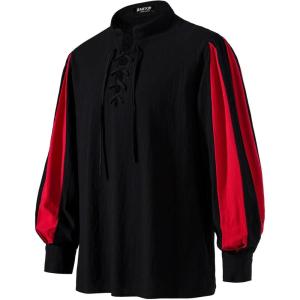 imageMens Retro Lace Up Shirts for Renaissance Pirate Clown Medieval Viking CostumeBlack Red