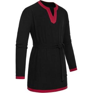 imageMens Retro Pure Cotton Long Sleeves Tunic Shirts for Viking Medieval Renaissance Costume Without BeltBlackb
