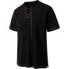 imageMens Pure Cotton Retro Short Sleeves Lace Up Shirts for Casual Renaissance Pirate Medieval Viking Without BeltBlack