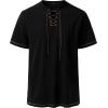 imageMens Pure Cotton Retro Short Sleeves Lace Up Shirts for Casual Renaissance Pirate Medieval Viking Without BeltBlack