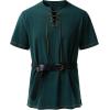 imageMens Pure Cotton Retro Short Sleeves Lace Up Shirts for Casual Renaissance Pirate Medieval Viking Without BeltDark Green
