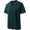imageMens Pure Cotton Retro Short Sleeves Lace Up Shirts for Casual Renaissance Pirate Medieval Viking Without BeltDark Green