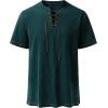 imageMens Pure Cotton Retro Short Sleeves Lace Up Shirts for Casual Renaissance Pirate Medieval Viking Without BeltDark Green