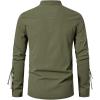 imageMens Retro Lace Up Renaissance Pirate Medieval Costume Cotton Long Sleeve Viking ShirtArmy Green