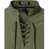 imageMens Retro Lace Up Renaissance Pirate Medieval Costume Cotton Long Sleeve Viking ShirtArmy Green