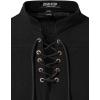 imageMens Retro Lace Up Renaissance Pirate Medieval Costume Cotton Long Sleeve Viking ShirtBlack