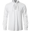 imageMens Retro Lace Up Renaissance Pirate Medieval Costume Cotton Long Sleeve Viking ShirtWhite