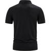 imageMens Stretch Breathable Ribbed Knit Short Sleeve Slim Fit Polo Casual Fitted Muscle Shirt Black L