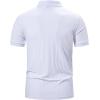imageMens Stretch Breathable Ribbed Knit Short Sleeve Slim Fit Polo Casual Fitted Muscle Shirt White L