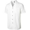 imageMens Stretch Cuban Collar Shirt Summer Lightweight Short Sleeve Button Down Shirts with Pocket for Beach VacationCream White