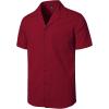 imageMens Stretch Cuban Collar Shirt Summer Lightweight Short Sleeve Button Down Shirts with Pocket for Beach VacationRed