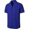 imageMens Stretch Cuban Collar Shirt Summer Lightweight Short Sleeve Button Down Shirts with Pocket for Beach VacationRoyal Blue