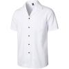 imageMens Stretch Cuban Collar Shirt Summer Lightweight Short Sleeve Button Down Shirts with Pocket for Beach VacationWhite