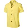 imageMens Stretch Cuban Collar Shirt Summer Lightweight Short Sleeve Button Down Shirts with Pocket for Beach VacationYellow