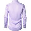 imageMens Stretch Wrinkle Free Dress Shirts Formal Prom Wedding Slim Fit Long Sleeve Button Down ShirtsLavender Purple