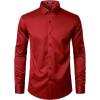 imageMens Stretch Wrinkle Free Dress Shirts Formal Prom Wedding Slim Fit Long Sleeve Button Down ShirtsRed