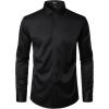 imageMens Stretch Wrinkle Free Dress Shirts Formal Wedding Prom Long Sleeve Slim Fit Button Down Shirt Black M