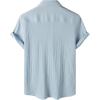 imageMens Stylish Stretch Wrinkle Free Short Sleeve Button Down Shirt Summer Casual Beach Vacation Button up ShirtsLight Blue