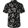 imageMens Summer Textured Cuban Collar Hawaiian Shirts Casual Vacation Short Sleeve Button Up Shirt with PocketBlack