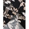 imageMens Summer Textured Cuban Collar Hawaiian Shirts Casual Vacation Short Sleeve Button Up Shirt with PocketBlack Leaves