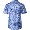 imageMens Summer Textured Cuban Collar Hawaiian Shirts Casual Vacation Short Sleeve Button Up Shirt with PocketBlue