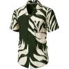 imageMens Summer Textured Cuban Collar Hawaiian Shirts Casual Vacation Short Sleeve Button Up Shirt with PocketDark Green