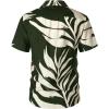 imageMens Summer Textured Cuban Collar Hawaiian Shirts Casual Vacation Short Sleeve Button Up Shirt with PocketDark Green