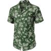imageMens Summer Textured Cuban Collar Hawaiian Shirts Casual Vacation Short Sleeve Button Up Shirt with PocketForest Green