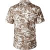 imageMens Summer Textured Cuban Collar Hawaiian Shirts Casual Vacation Short Sleeve Button Up Shirt with PocketKhaki