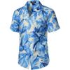 imageMens Summer Textured Cuban Collar Hawaiian Shirts Casual Vacation Short Sleeve Button Up Shirt with PocketLight Blue