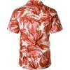 imageMens Summer Textured Cuban Collar Hawaiian Shirts Casual Vacation Short Sleeve Button Up Shirt with PocketOrange