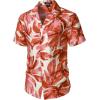 imageMens Summer Textured Cuban Collar Hawaiian Shirts Casual Vacation Short Sleeve Button Up Shirt with PocketOrange