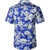 imageMens Summer Textured Cuban Collar Hawaiian Shirts Casual Vacation Short Sleeve Button Up Shirt with PocketRoyal Blue