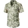 imageMens Summer Textured Cuban Collar Hawaiian Shirts Casual Vacation Short Sleeve Button Up Shirt with PocketSage Green