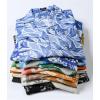 imageMens Summer Textured Cuban Collar Hawaiian Shirts Casual Vacation Short Sleeve Button Up Shirt with PocketWhite