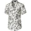 imageMens Summer Textured Cuban Collar Hawaiian Shirts Casual Vacation Short Sleeve Button Up Shirt with PocketWhite