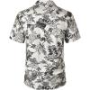 imageMens Summer Textured Cuban Collar Hawaiian Shirts Casual Vacation Short Sleeve Button Up Shirt with PocketWhite Leaves