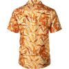 imageMens Summer Textured Cuban Collar Hawaiian Shirts Casual Vacation Short Sleeve Button Up Shirt with PocketYellow