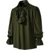 imageMens Vintage Ruffled Lace Up Shirts for Pirate Vampire Renaissance Gothic Victorian Steampunk Costume Without BeltArmy Green
